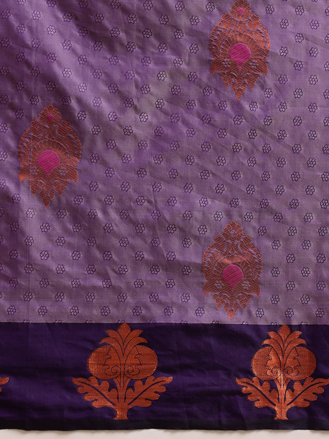 Lavender Banarasi Silk Saree with Elegant Floral Woven Design