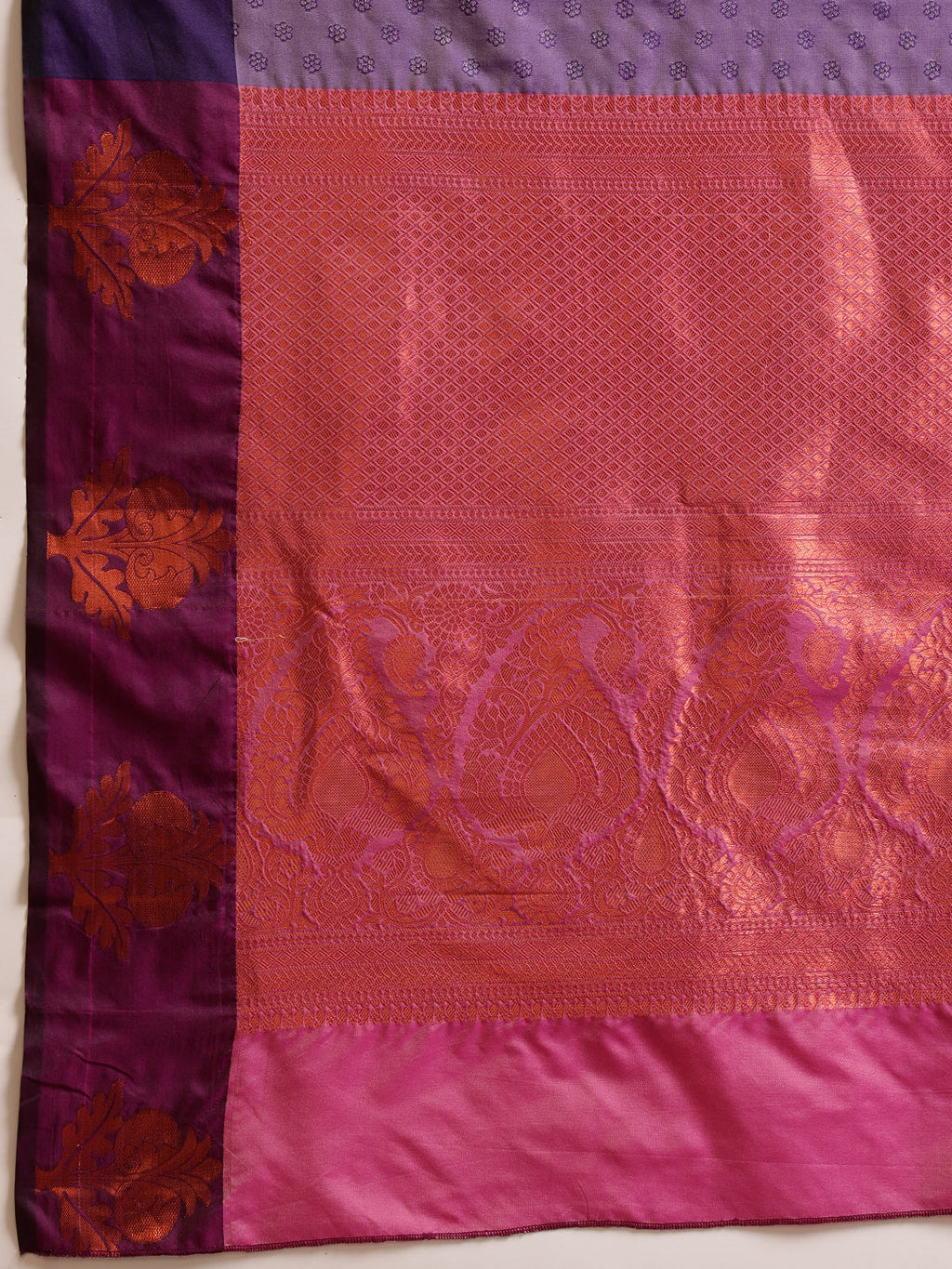 Lavender Banarasi Silk Saree with Elegant Floral Woven Design