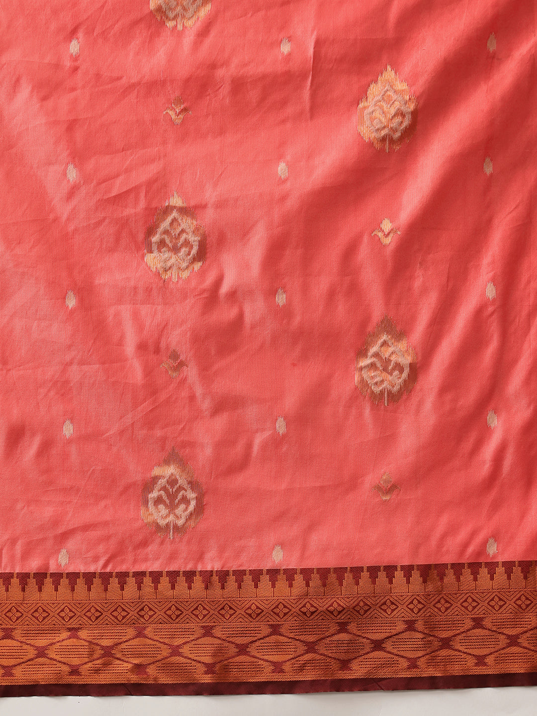 Peach Banarasi Silk Floral Woven Saree