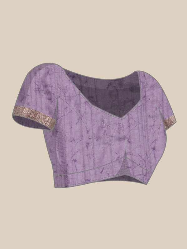 Lavender Floral Digital Print Silk Blend Saree with Unstitched Blouse