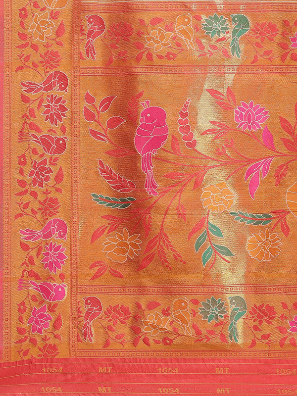 Off White Pure Cotton Saree with Woven Zari Paisley Design