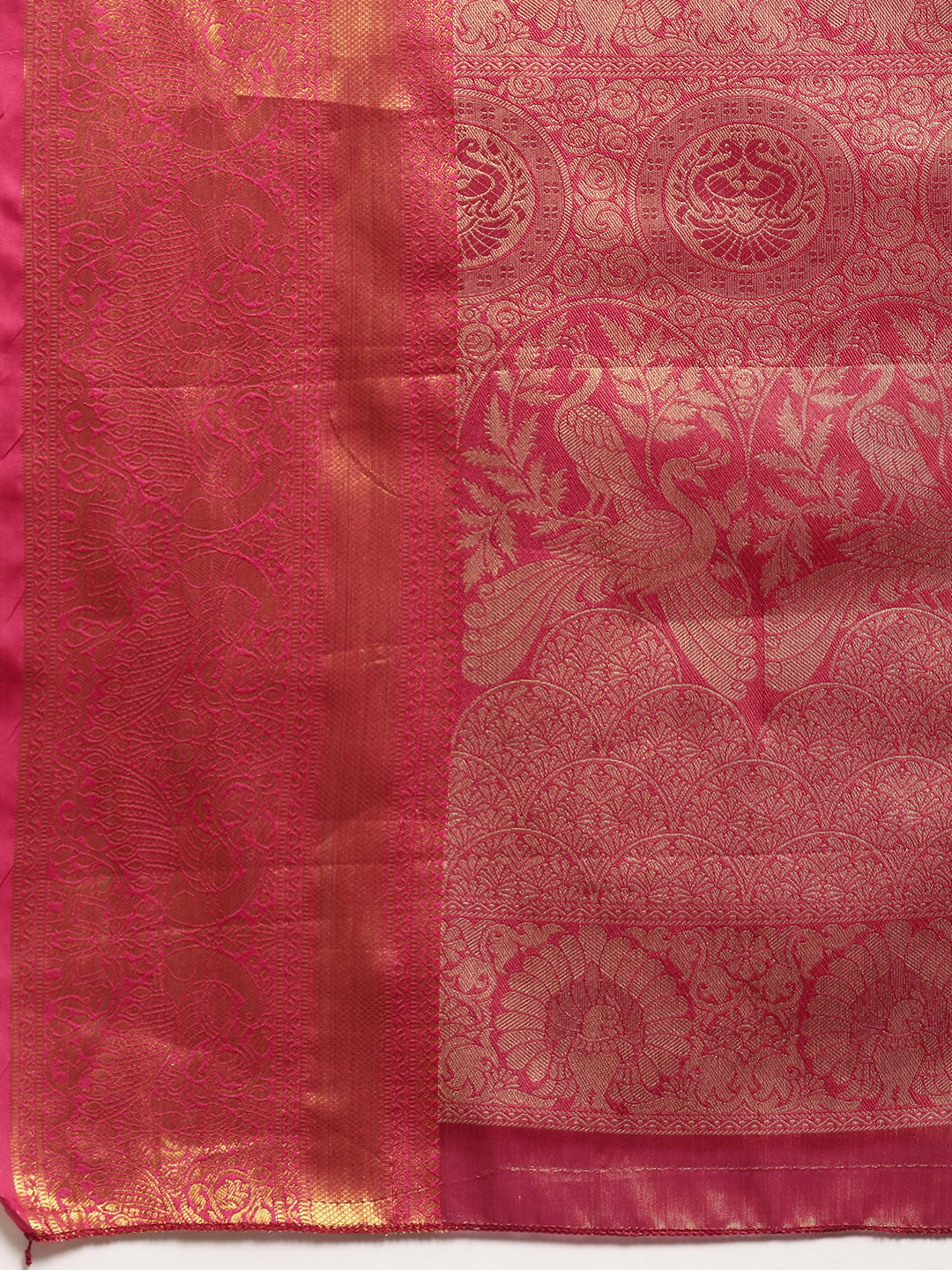 Purple Brocade Zari Woven Floral Saree with Blouse Piece