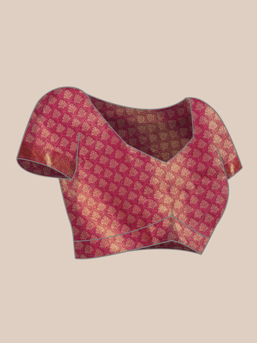 Purple Brocade Zari Woven Floral Saree with Blouse Piece