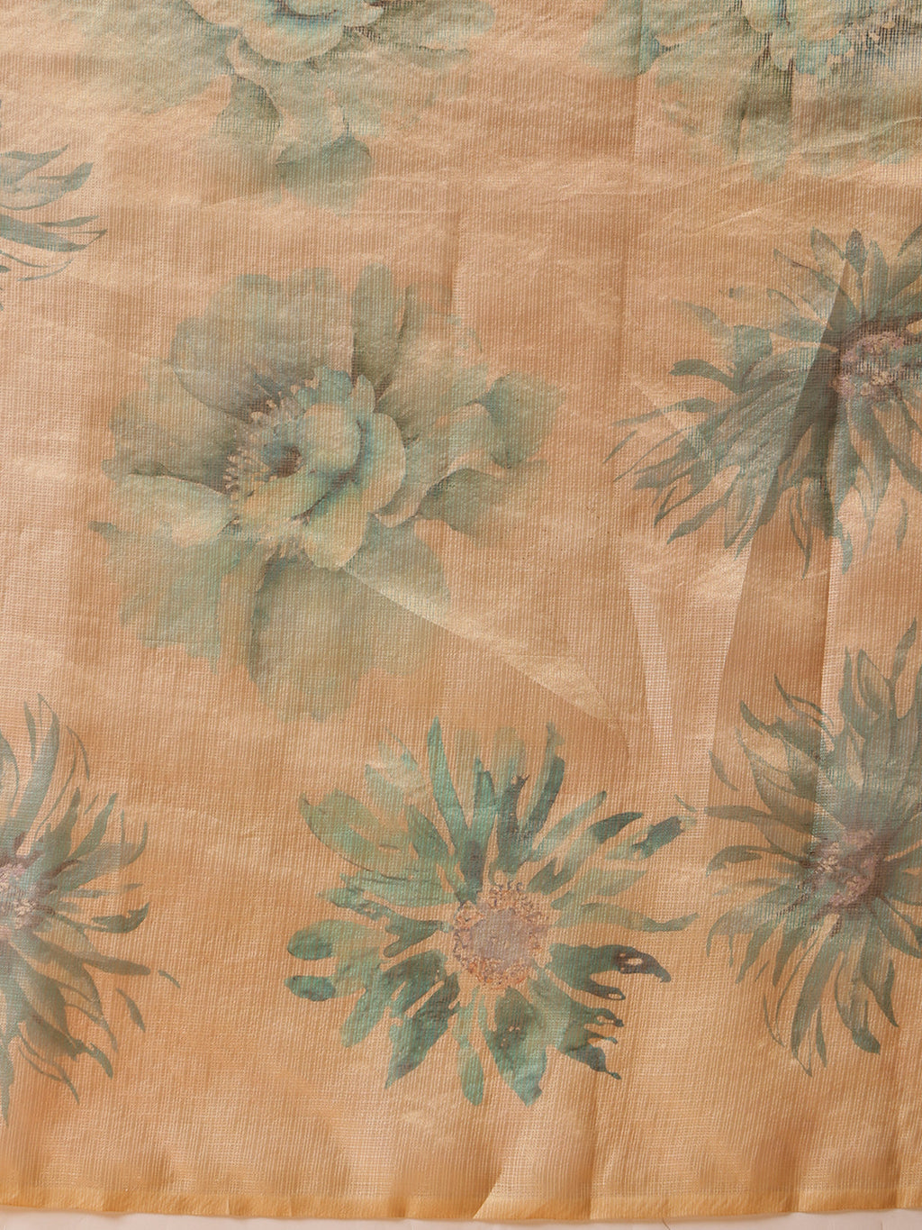 Beige Bollywood Cotton Tissue Saree with Digital Floral Print