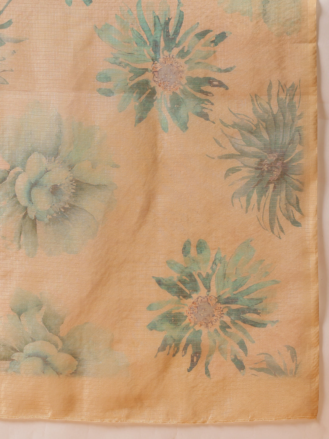 Beige Bollywood Cotton Tissue Saree with Digital Floral Print