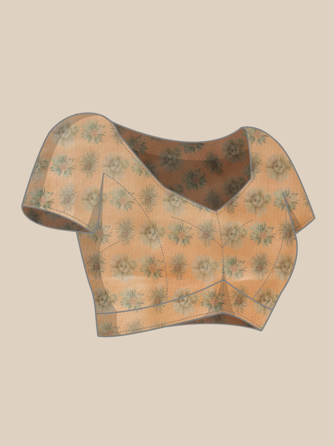 Beige Bollywood Cotton Tissue Saree with Digital Floral Print