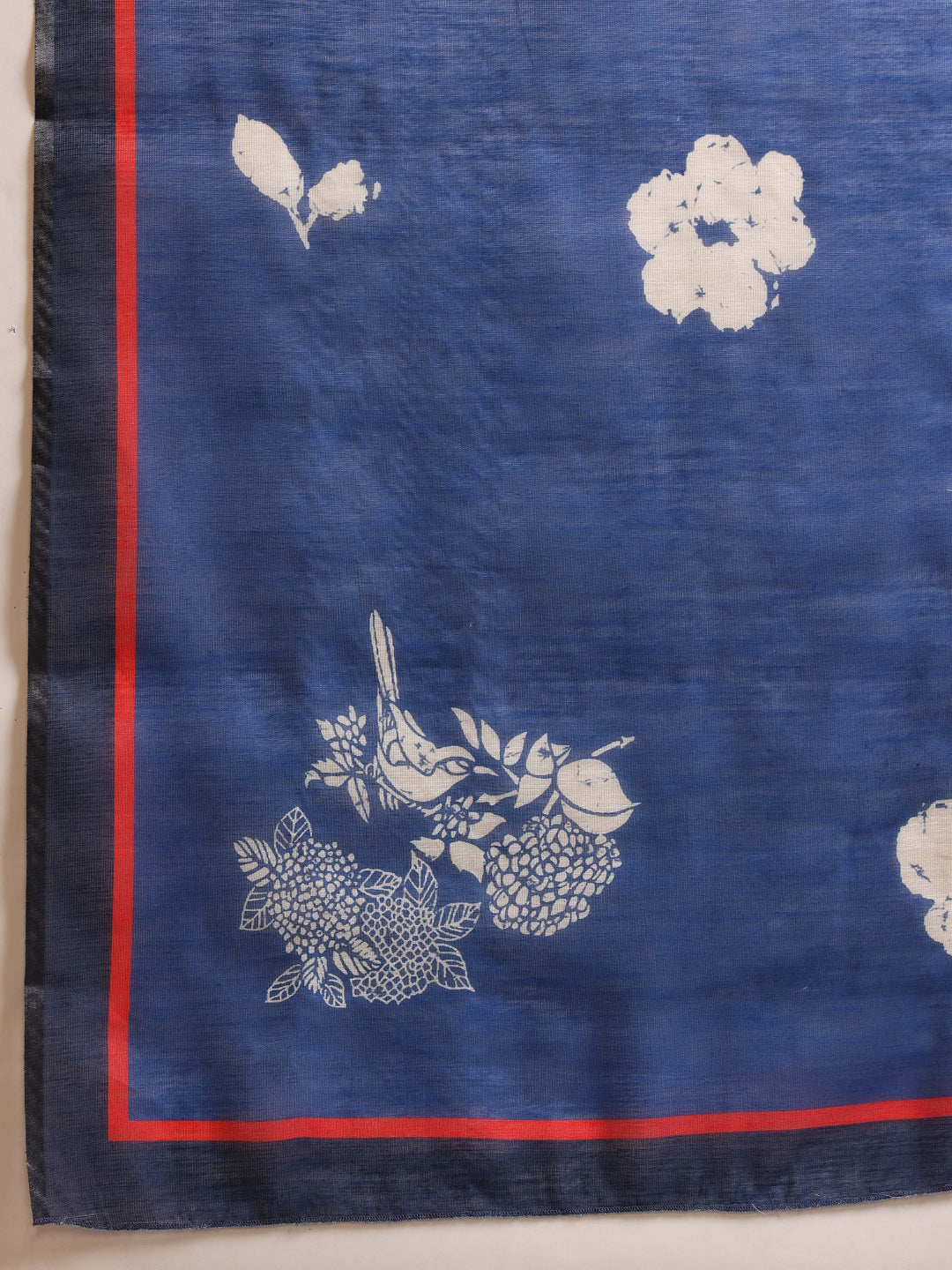 Navy Blue Bollywood Cotton Tissue Floral Digital Printed Saree