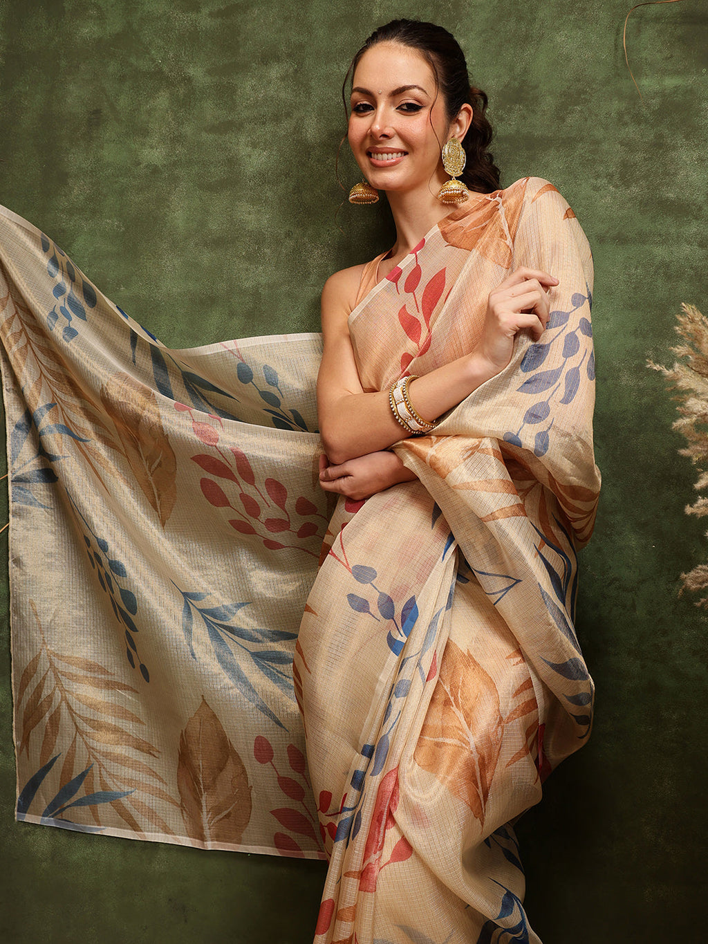 Off White Cotton Tissue Saree with Floral Digital Prints