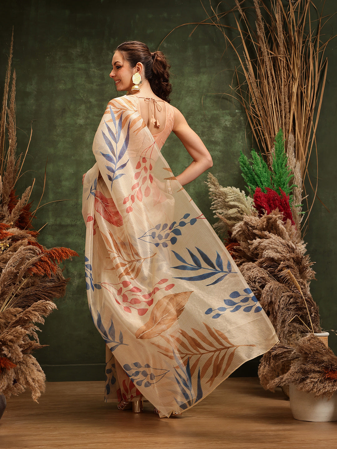 Off White Cotton Tissue Saree with Floral Digital Prints