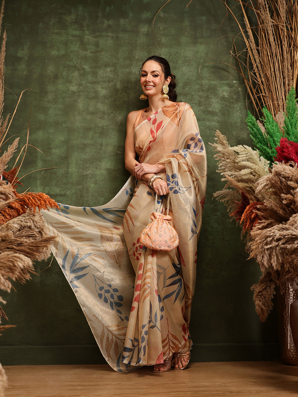 Off White Cotton Tissue Saree with Floral Digital Prints