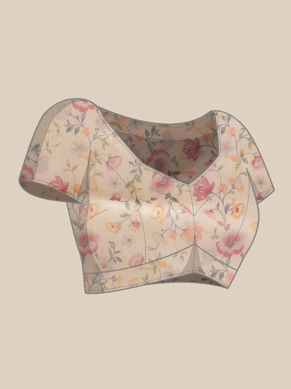 Off White Cotton Tissue Saree with Floral Digital Prints