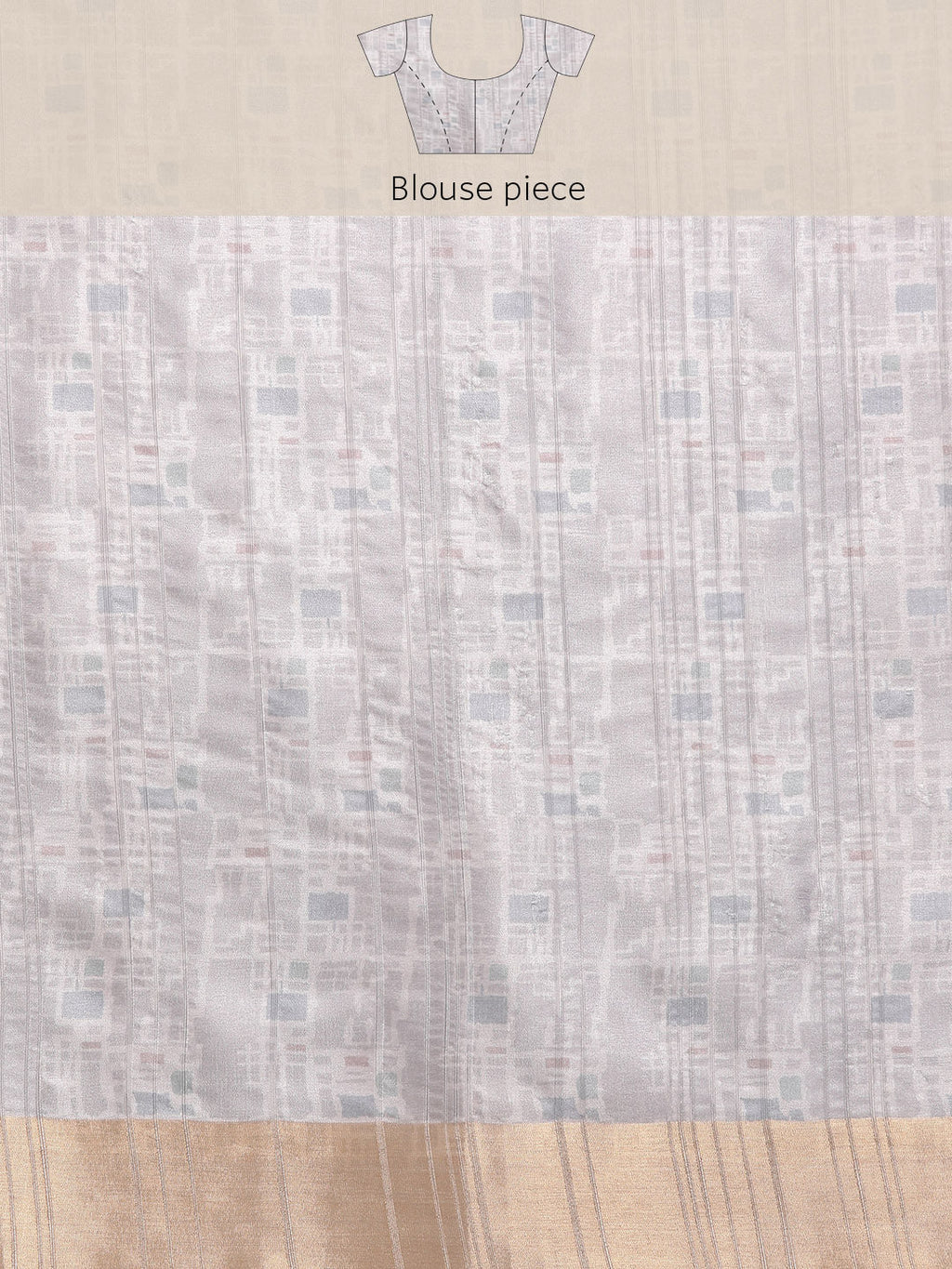 Lavender Silk Blend Geometric Print Saree with Unstitched Blouse