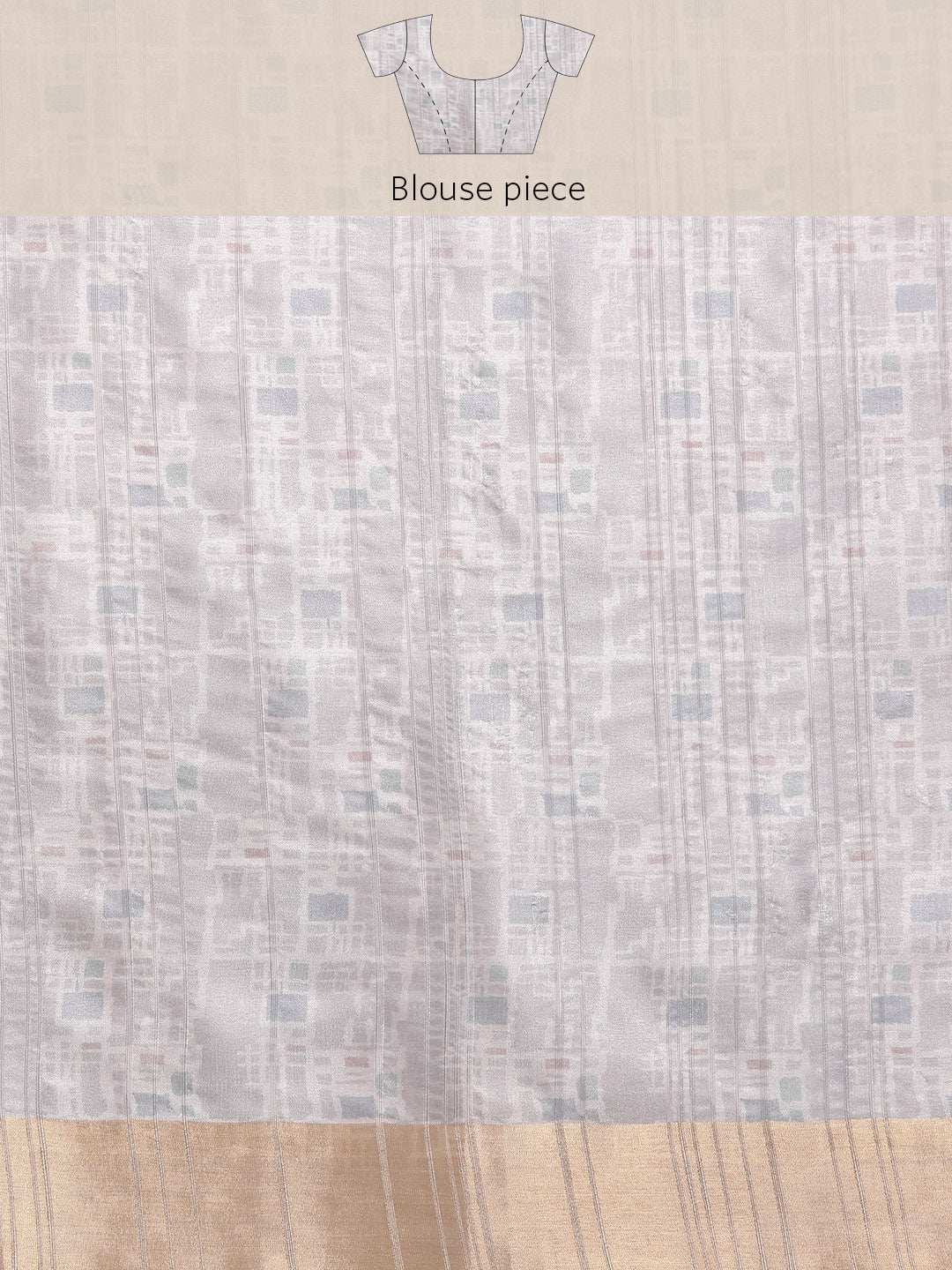 Lavender Silk Blend Geometric Print Saree with Unstitched Blouse