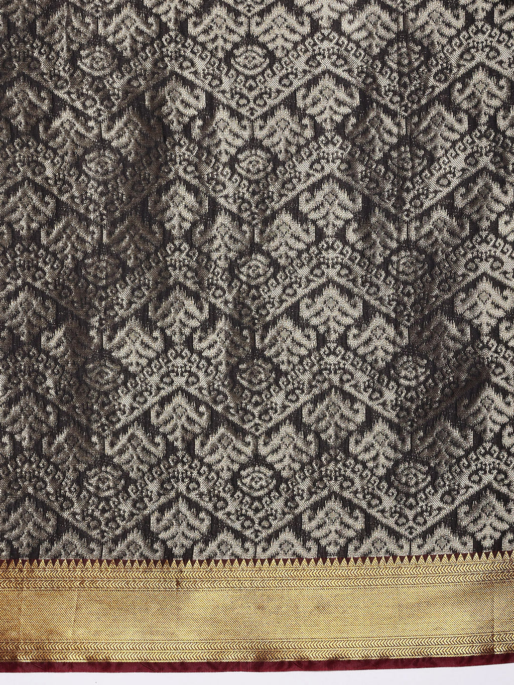 Black Kanjeevaram Banarasi Silk Ikkat Woven Design Saree