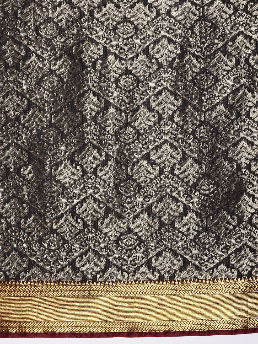 Black Kanjeevaram Banarasi Silk Ikkat Woven Design Saree