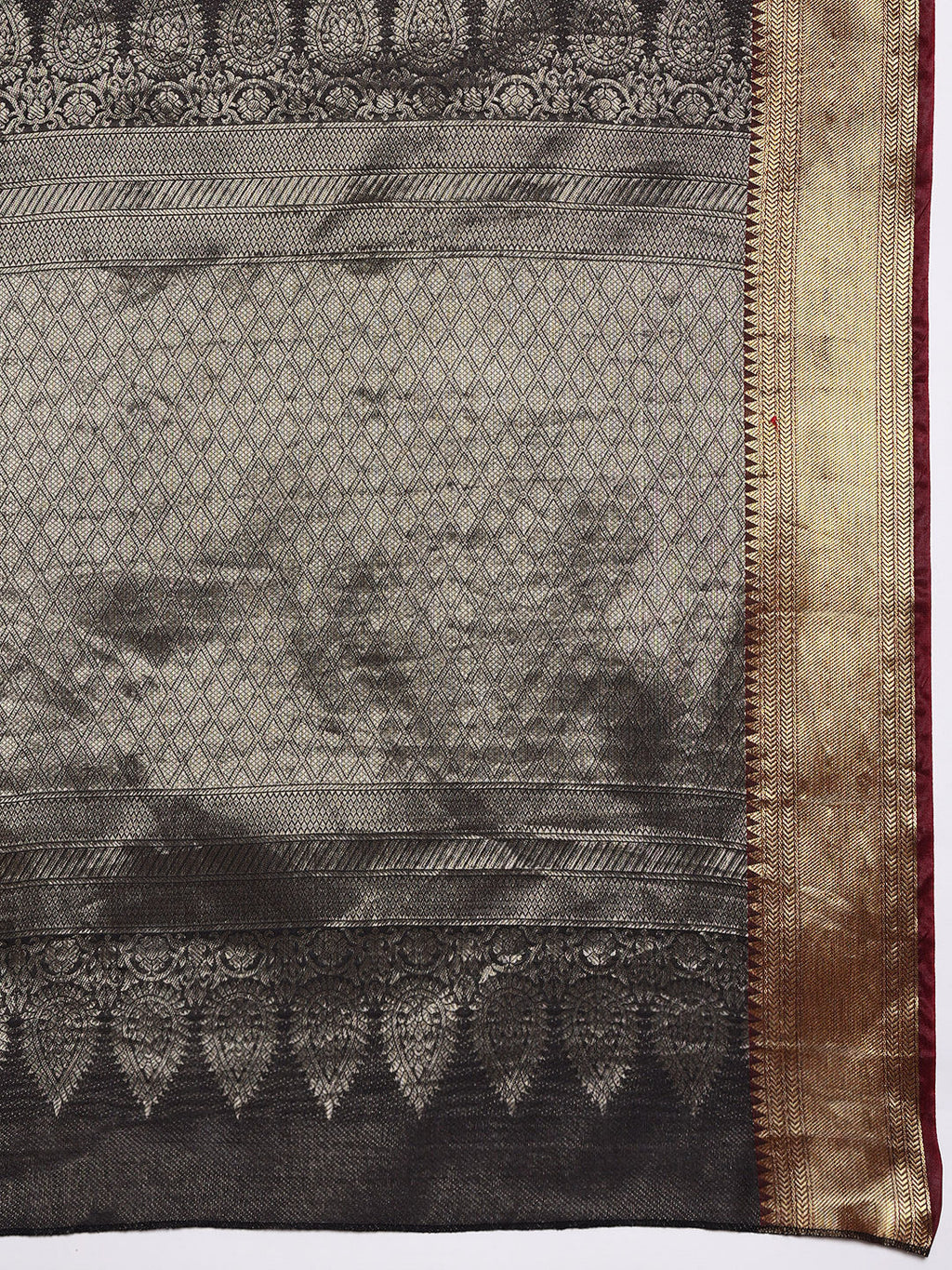 Black Kanjeevaram Banarasi Silk Ikkat Woven Design Saree