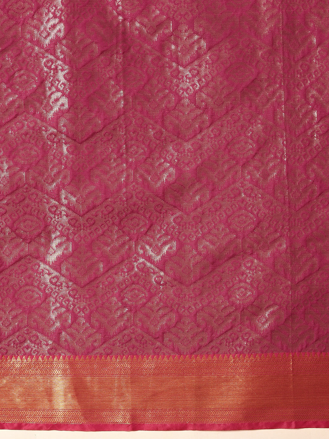 Pink Kanjeevaram Banarasi Silk Saree with Traditional Ikkat Weave