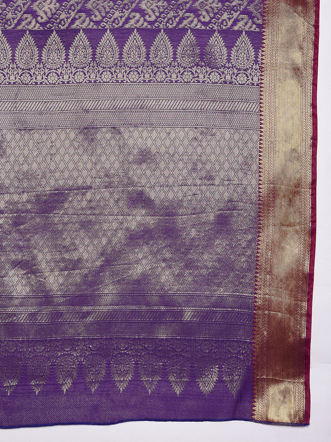 Purple Kanjeevaram Banarasi Silk Saree with Ikkat Woven Pattern