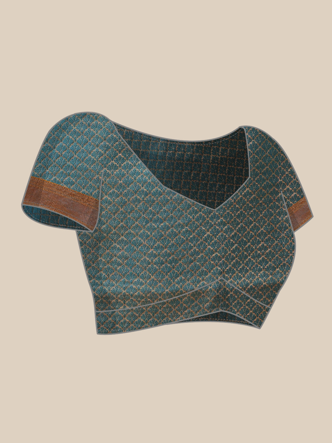Teal Kanjeevaram Banarasi Silk Ikkat Woven Design Saree
