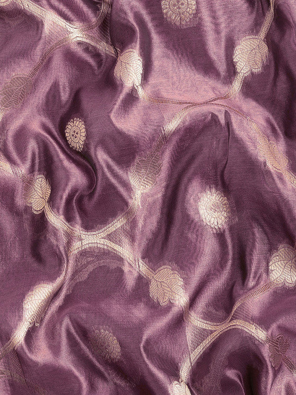Light Pink Organza Silk Saree with Woven Zari Floral Design