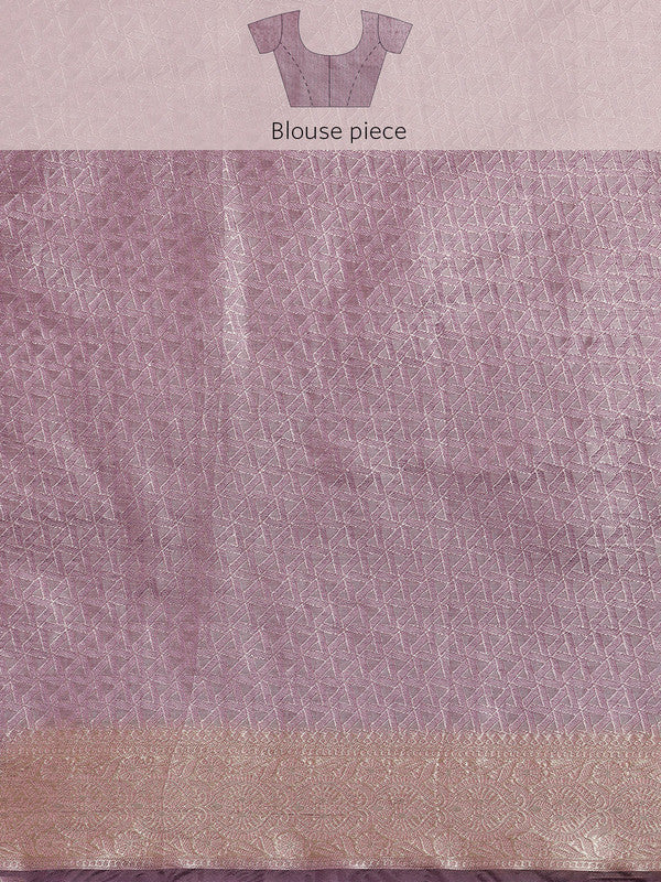 Light Pink Organza Silk Saree with Woven Zari Floral Design