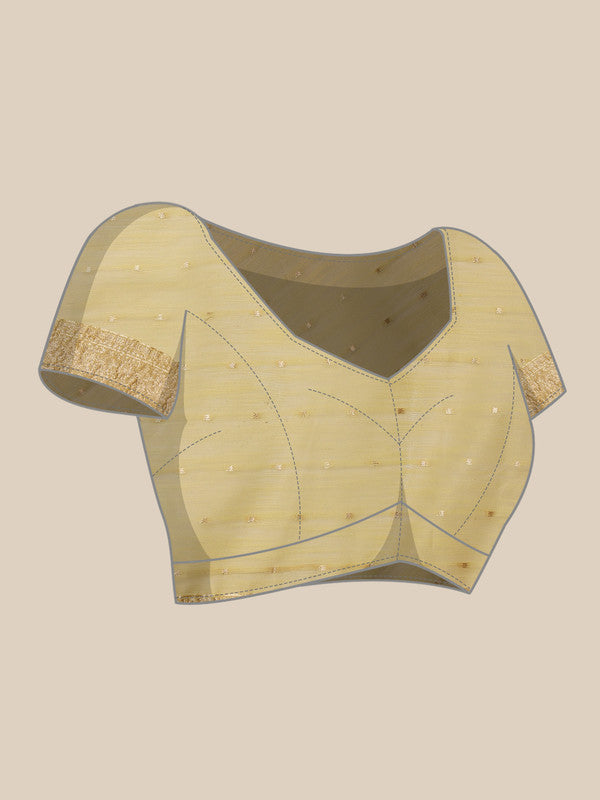 Yellow Linen Floral Saree with Unstitched Blouse Piece