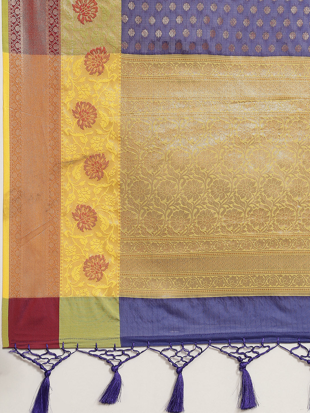 Navy Blue Kanjeevaram Art Silk Saree with Woven Design