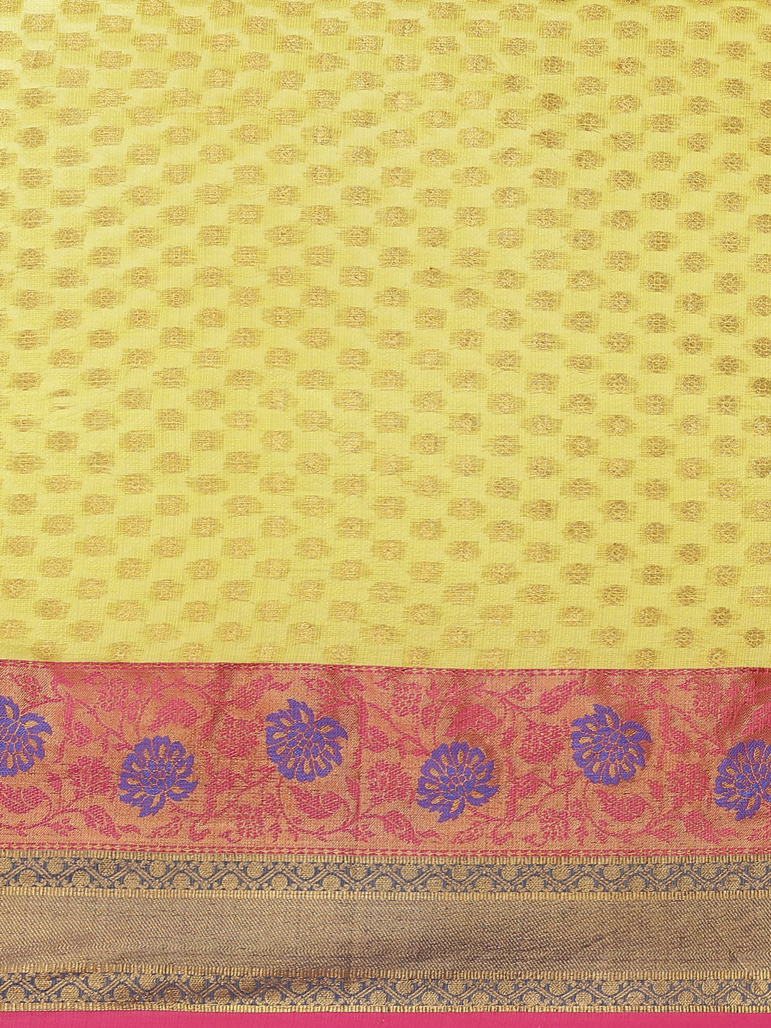 Yellow Kanjeevaram Art Silk Saree with Woven Design