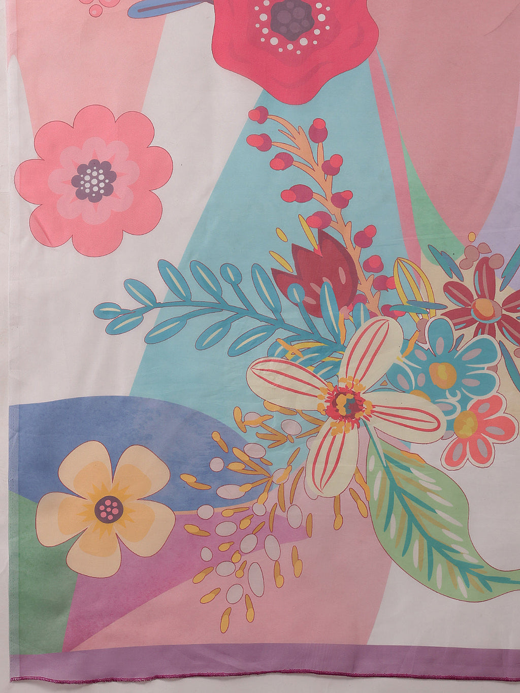 Multicolor Polyester Digital Print Floral Saree