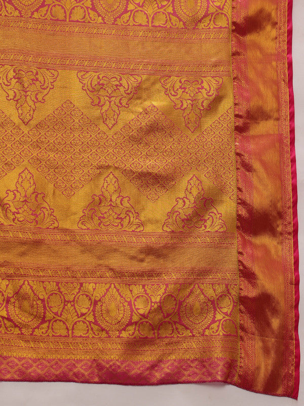 Multicolor Pure Silk Floral Saree with Woven Zari Details
