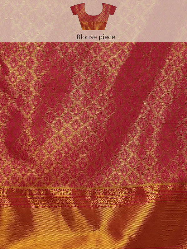 Multicolor Pure Silk Floral Saree with Woven Zari Details