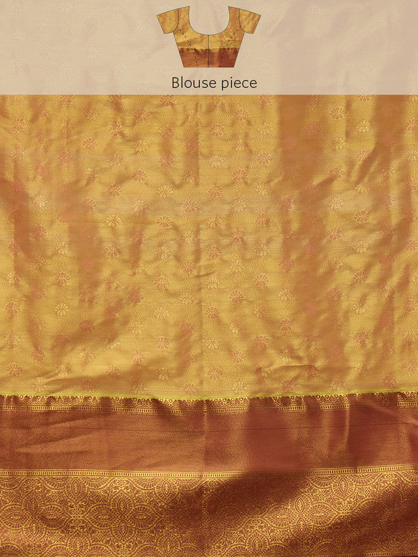 Green Pure Silk Floral Woven Zari Design Saree with Blouse