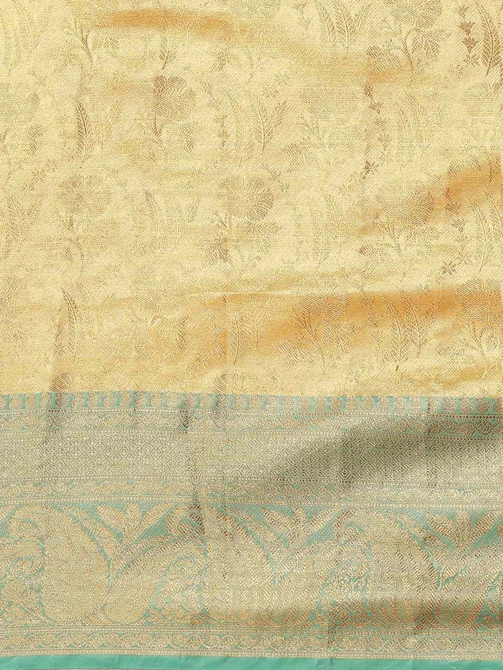 Beige Kanjeevaram Art Silk Floral Woven Design Saree