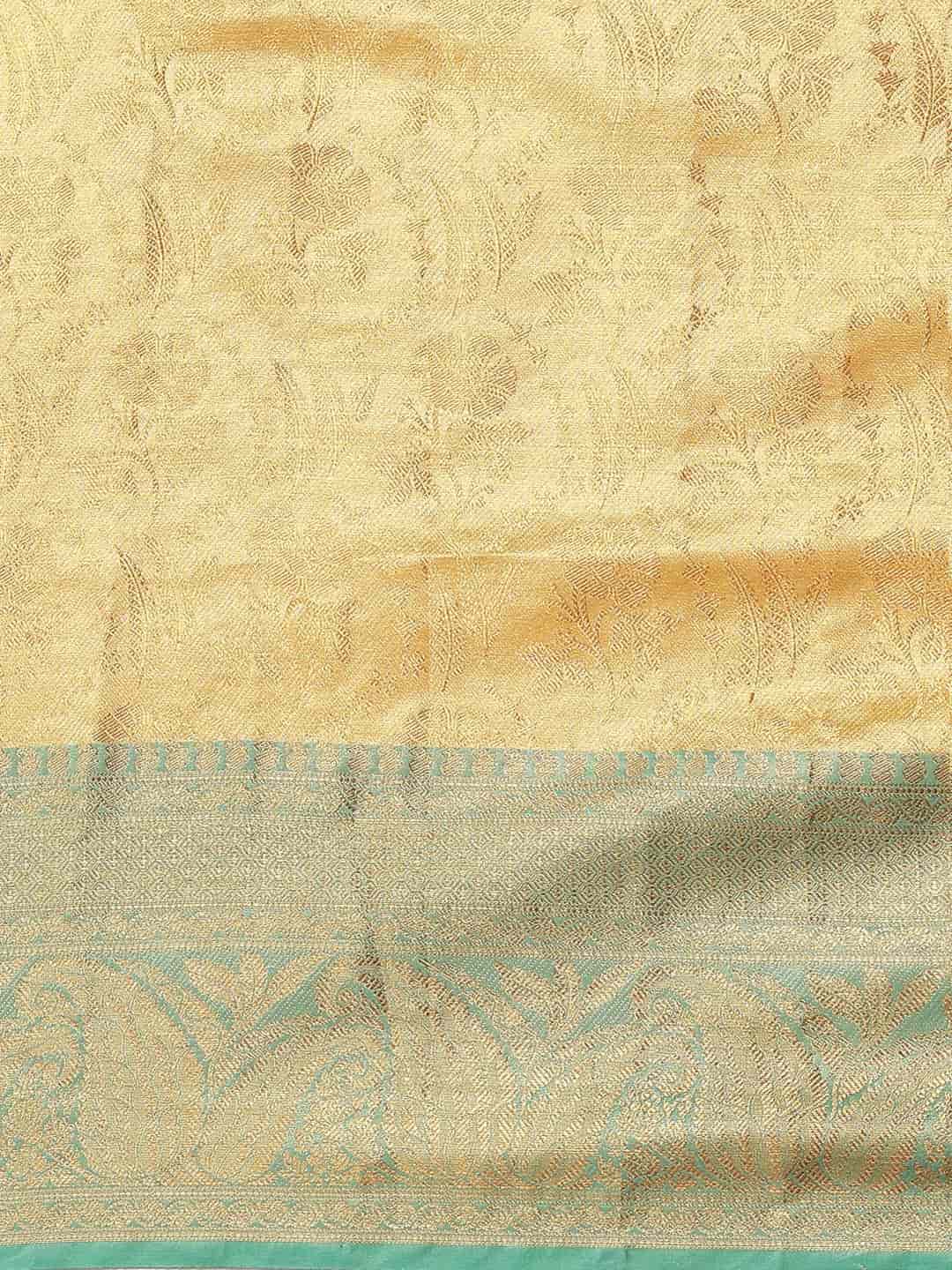 Beige Kanjeevaram Art Silk Floral Woven Design Saree
