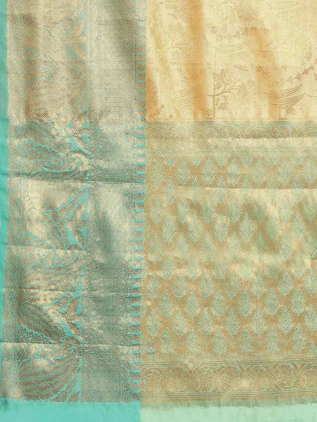 Beige Kanjeevaram Art Silk Floral Woven Design Saree