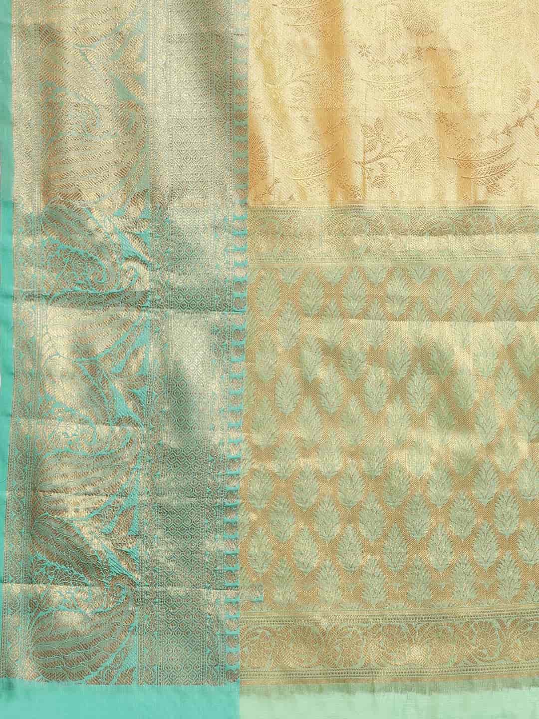 Beige Kanjeevaram Art Silk Floral Woven Design Saree