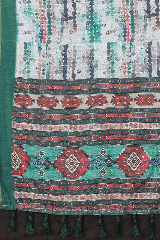 Multicolor Tie and Dye Cotton Blend Saree with Unstitched Blouse