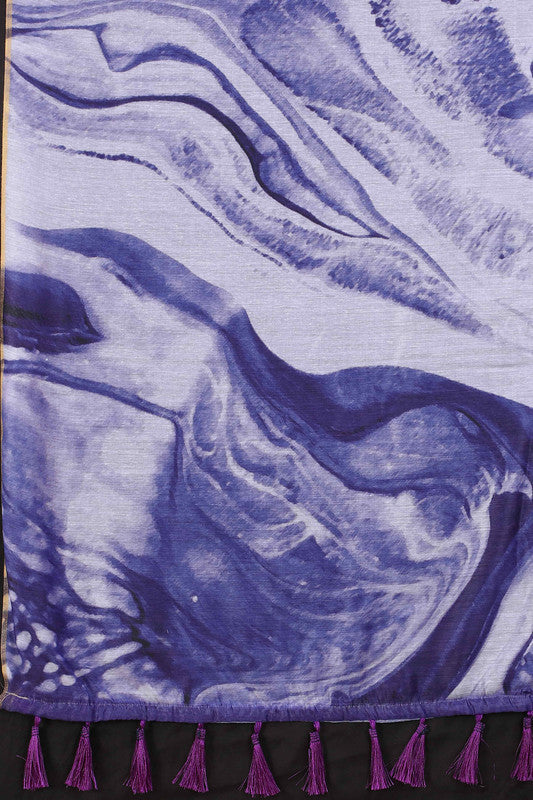 Purple Cotton Blend Tie and Dye Saree with Unstitched Blouse