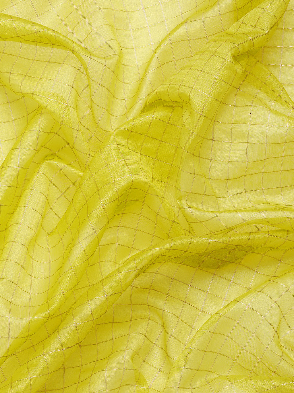 Yellow Banarasi Silk Saree with Checked Zari Design and Blouse