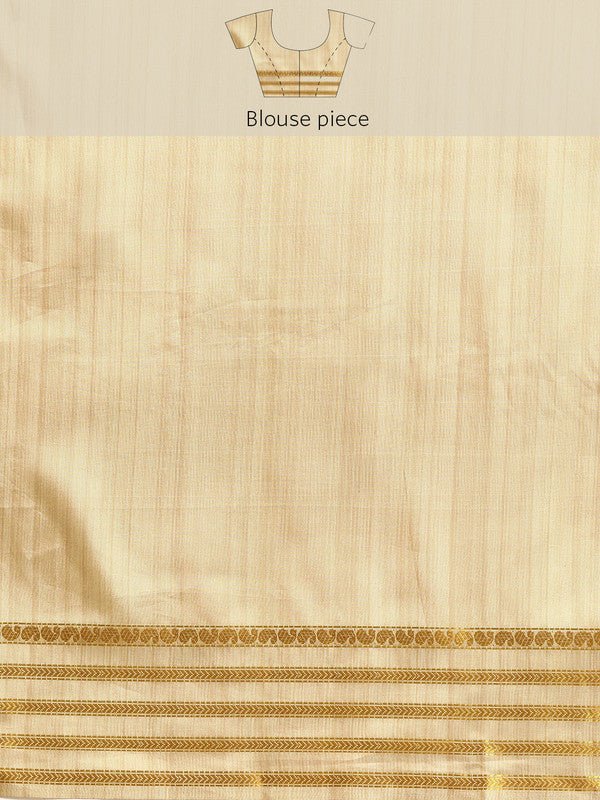 Beige Art Silk Embellished Printed Saree with Unstitched Blouse