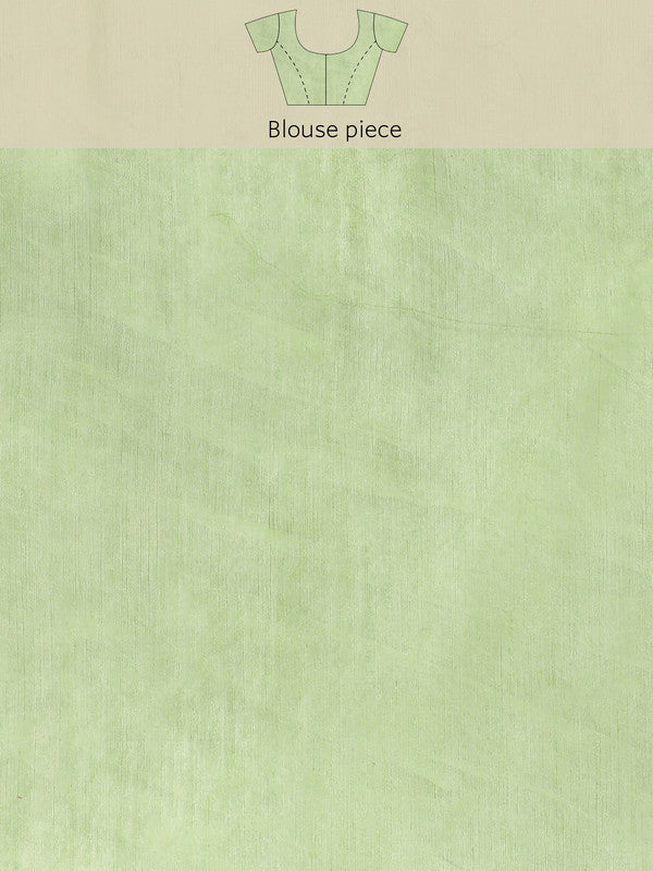 Green Pure Cotton Floral Saree with Woven Zari Border