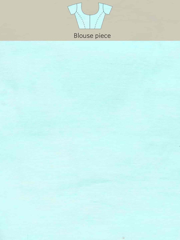 Turquoise Pure Cotton Woven Zari Paisley Saree with Blouse