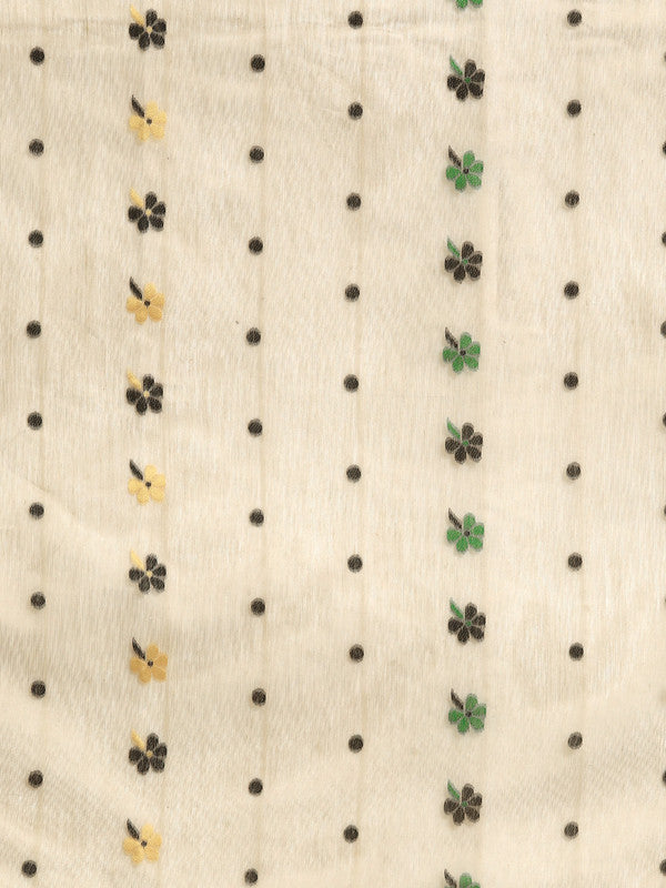Black Pure Cotton Saree with Woven Geometric Zari Design