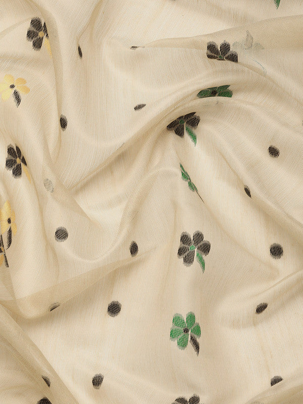 Black Pure Cotton Saree with Woven Geometric Zari Design