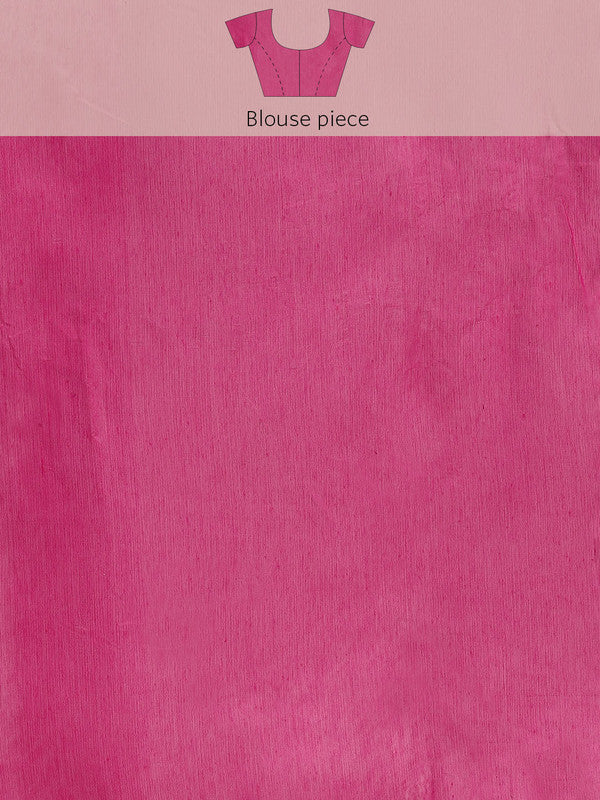 Magenta Pure Cotton Woven Zari Floral Saree with Blouse Piece