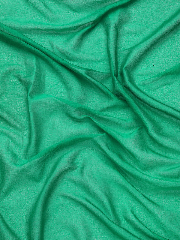 Green Pure Viscose Chinon Saree with Zari Woven Border & Blouse