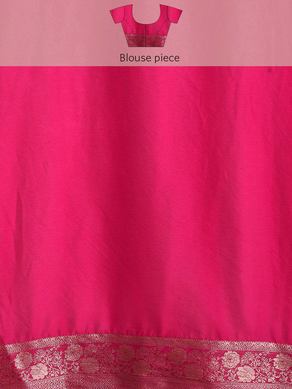 Pink Pure Viscose Chinon Zari Woven Solid Saree with Unstitched Blouse - Hiral Fashion
