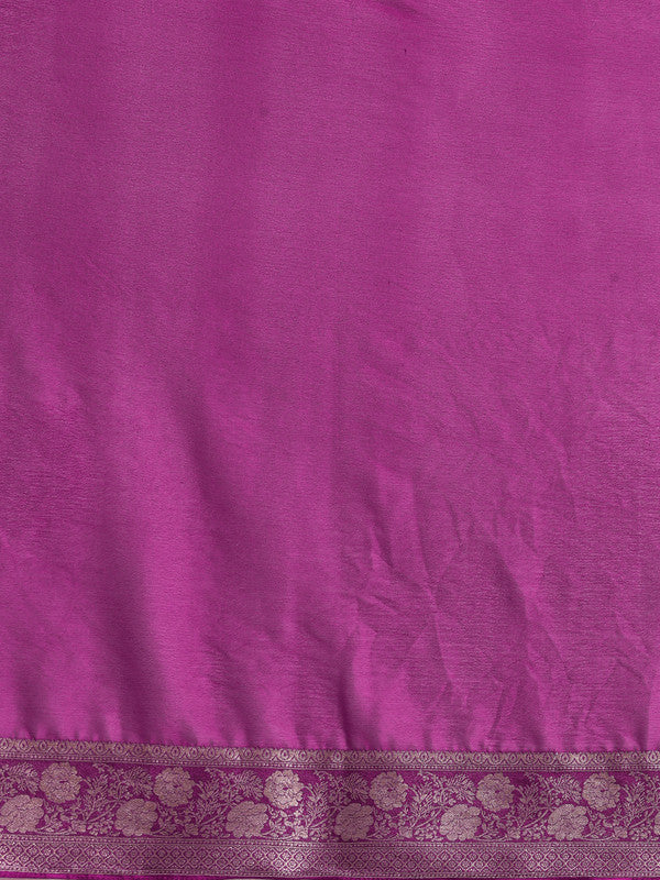 Purple Pure Viscose Chinon Zari Woven Solid Saree