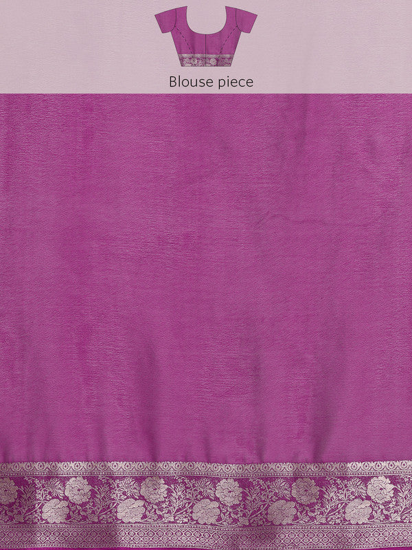Purple Pure Viscose Chinon Zari Woven Solid Saree