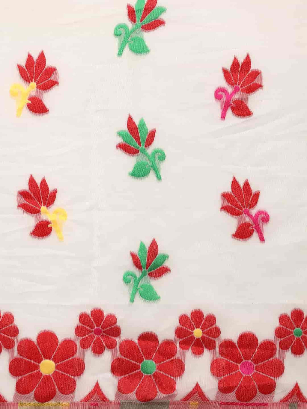 Off White Pure Cotton Zari Design Floral Saree with Blouse